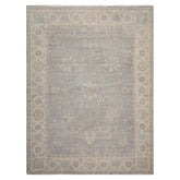 9x12 Hand Knotted Afghan Oushak 100% Wool Traditional Oriental Rug in Gray and Beige Colors
